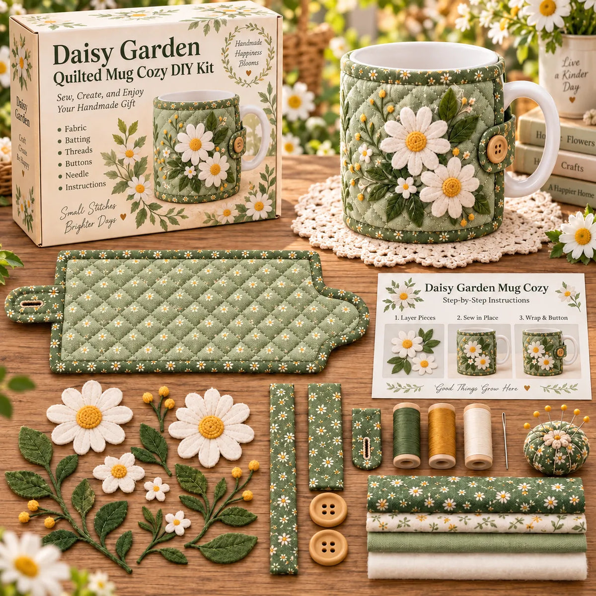 🌸Garden Quilted Mug Cozy DIY Kit