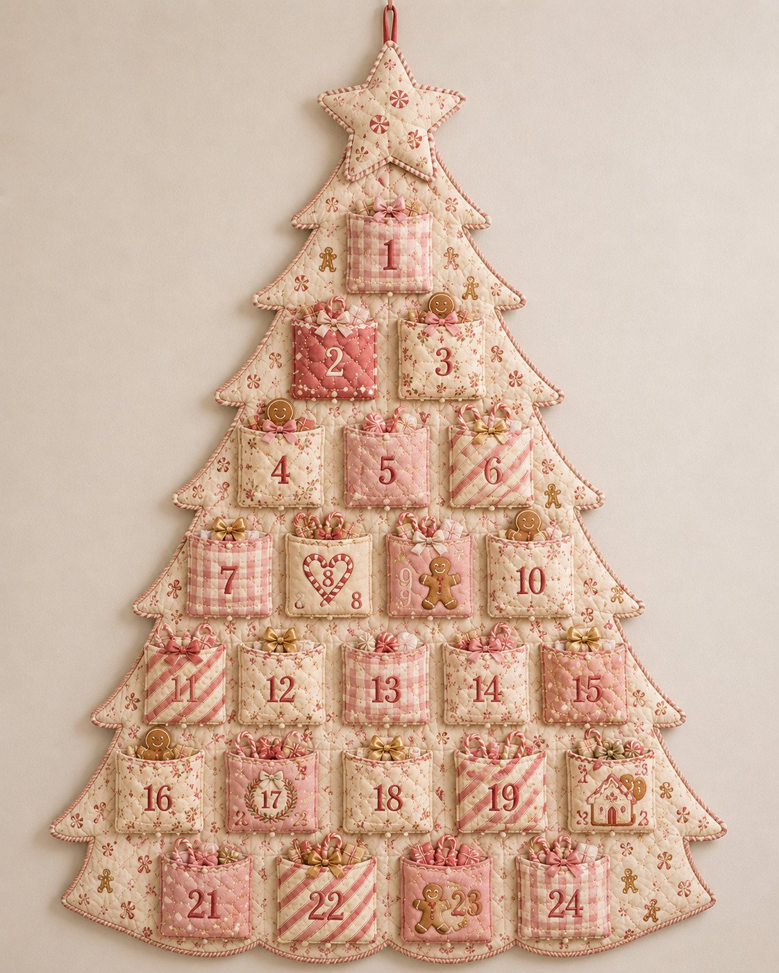 🔥Last Day 49% OFF - 🎄✨DIY 24-Pocket Fabric Christmas Advent Tree Kit