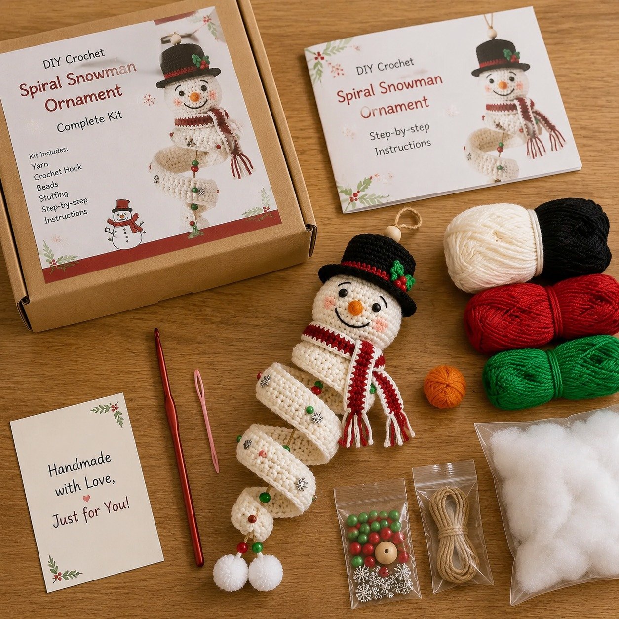 🔥HOT SALE 50% OFF - 🎅🌲Crochet Snowman Spiral Oranment DIY Kit