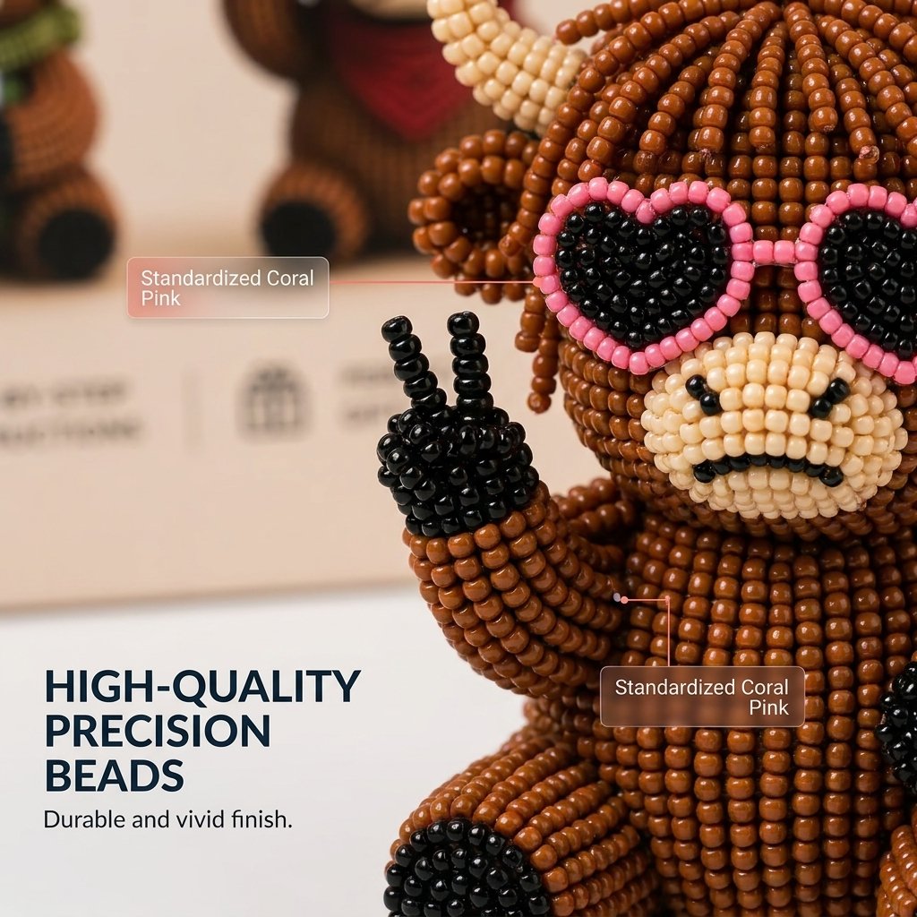 3D Highland Cow DIY Bead Kit – 4 Adorable Handmade Cow Designs Craft Set