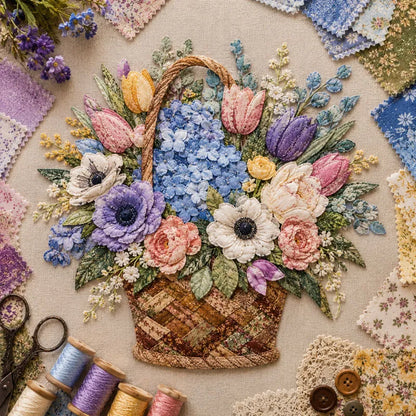 🌸Floral Basket Patchwork DIY Kit