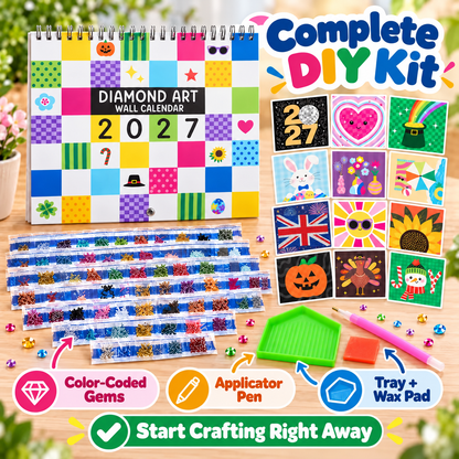 💎 2027 Diamond Art Wall Calendar Kit | 12 Monthly Designs + Complete Gem Tools ✨