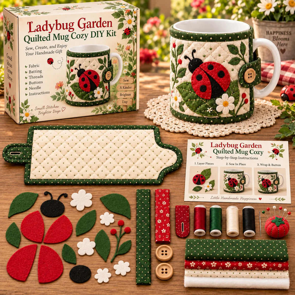 🌸Garden Quilted Mug Cozy DIY Kit