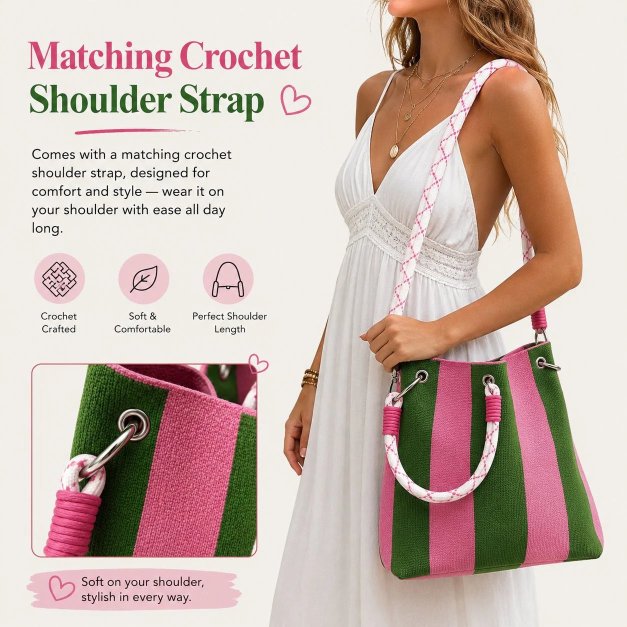 🏆👜 Limited-Time Sale: 43% OFF 🌴 Boho Striped Knit Bucket Handbag for Women – Handmade Summer Beach Shoulder Bag