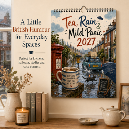 Tea, Rain & Mild Panic 2027 Wall Calendar