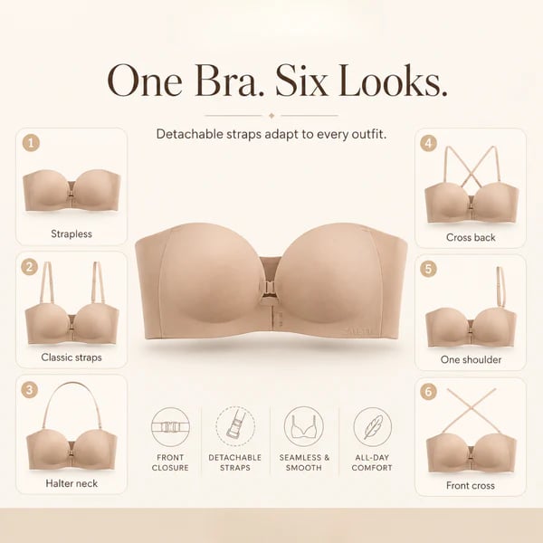 Women's Strapless Front Closure Push-Up Bra