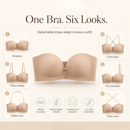 Women's Strapless Front Closure Push-Up Bra