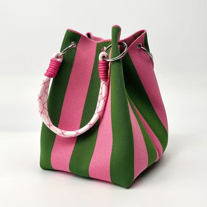 🏆👜 Limited-Time Sale: 43% OFF 🌴 Boho Striped Knit Bucket Handbag for Women – Handmade Summer Beach Shoulder Bag