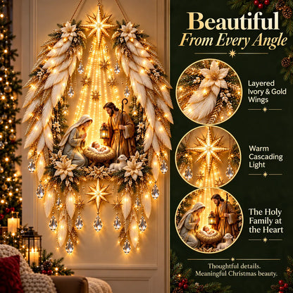✨👼 Heavenly Angel Wings Nativity Light✨ – Lighted Christmas Wall Decor