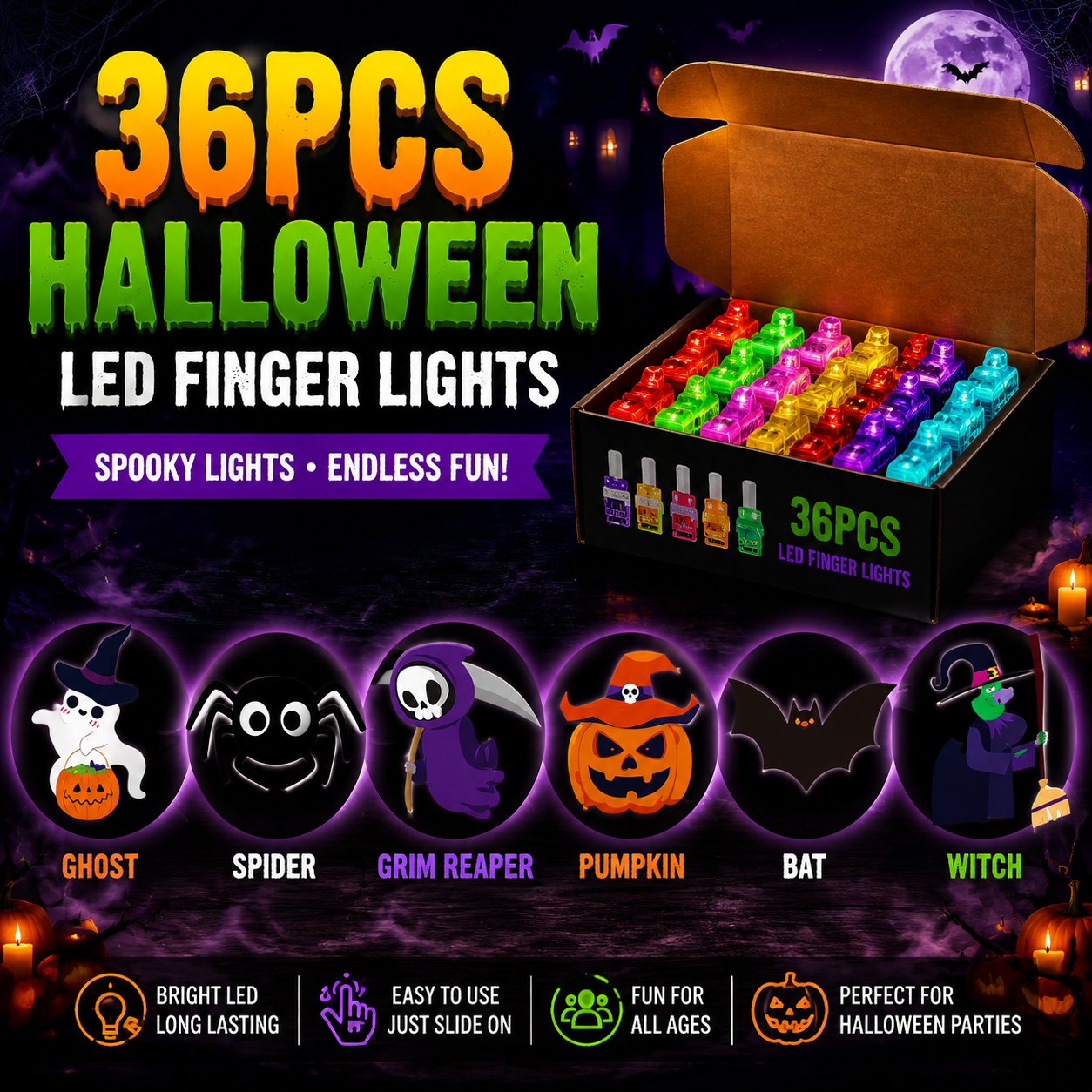 ⏰Limited Stock 49% OFF🎃Halloween Finger Projector Lights – Mini Pattern Projector