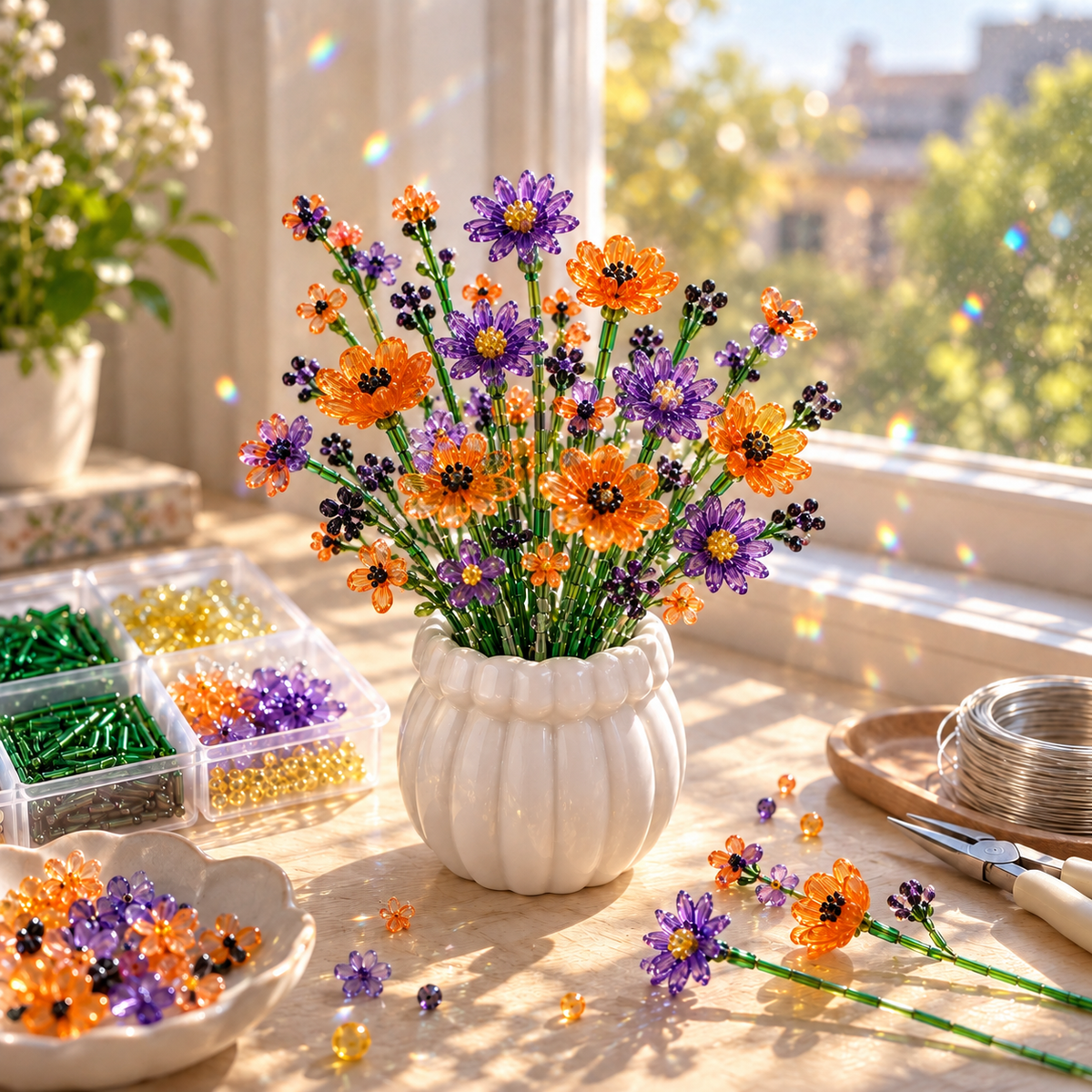 ⏳ Last Day 48% OFF –🌼✨DIY Beaded Wildflower Bouquet Kit – Handmade Crystal Flower Craft Set🌸✨