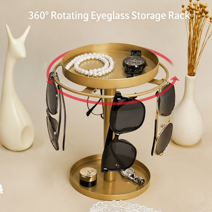 🕶️✨360° Rotating Sunglasses Organizer Stand — Eyewear Rack with Tray