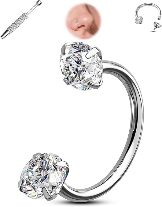 Buy 1 Get 1 Free⏰Horseshoe Gem Nose Ring – Internally Threaded & Comfortable