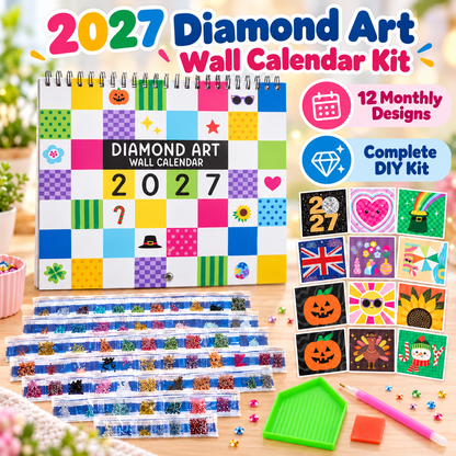 💎 2027 Diamond Art Wall Calendar Kit | 12 Monthly Designs + Complete Gem Tools ✨