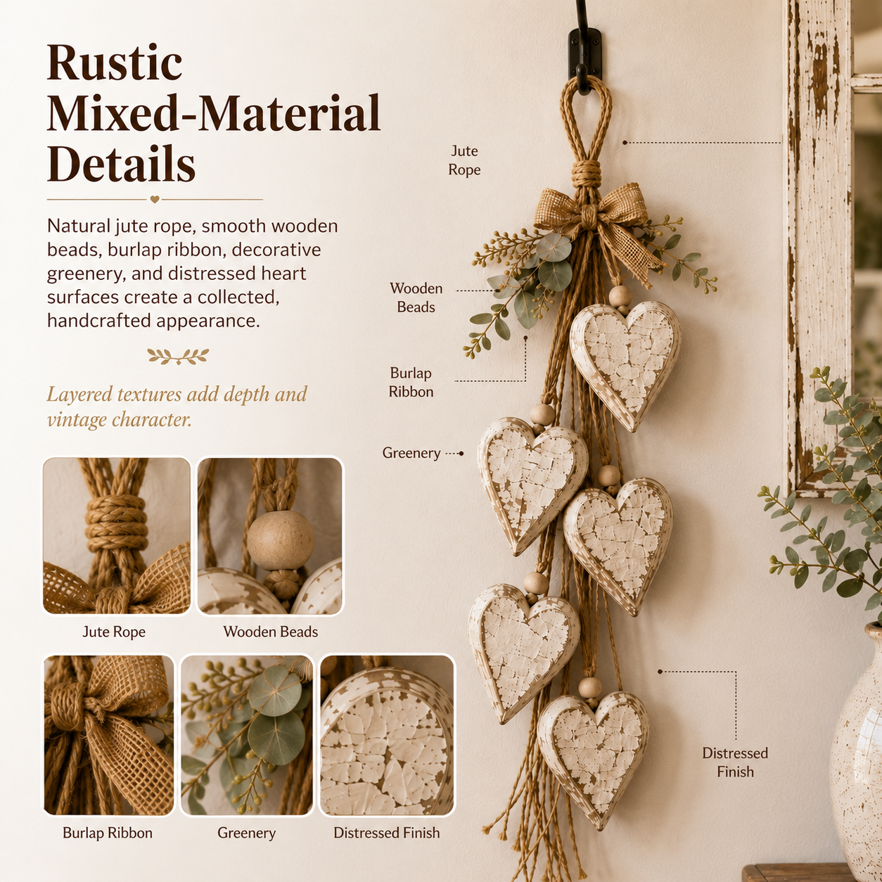 🤎 Hanging Heart Wall Decor - A Heartwarming Gift for Every Home
