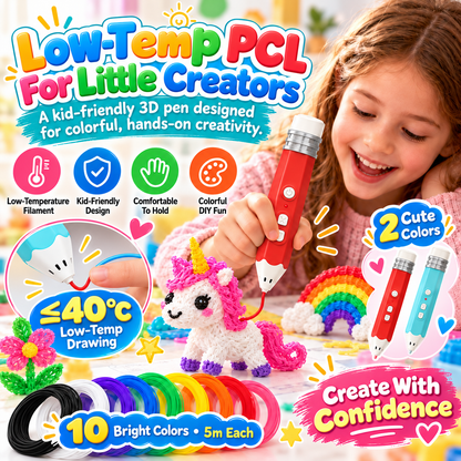 🎨 Kids Low-Temperature 3D Printing Pen Kit – Draw, Build & Create in 3D