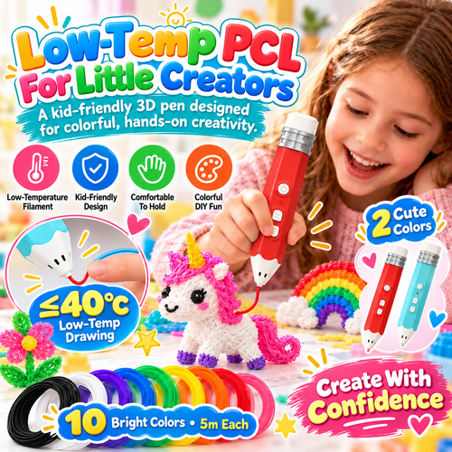 🎨 Kids Low-Temperature 3D Printing Pen Kit – Draw, Build & Create in 3D