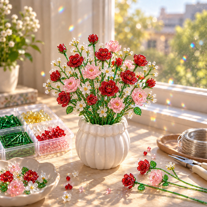 ⏳ Last Day 48% OFF –🌼✨DIY Beaded Wildflower Bouquet Kit – Handmade Crystal Flower Craft Set🌸✨