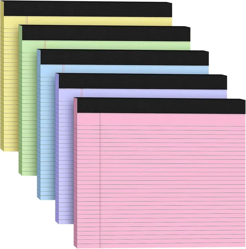📝Office Pop! Wide Legal Pad (Double-sided nrintino No ink bleeding) – Colorful, Landscape, Double Ruling, 30 Easy‐Tear Sheets 🌈📄✨