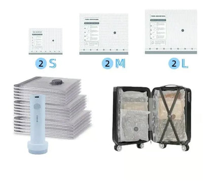 Cordless Travel Vacuum Storage Compression Bag Set
