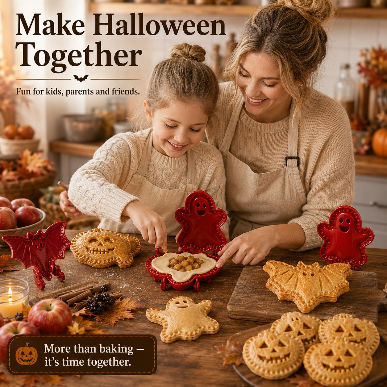 👻 Halloween Mini Pie Molds (Set of 8) – Easy Spooky Baking with Kids for Party Treats!