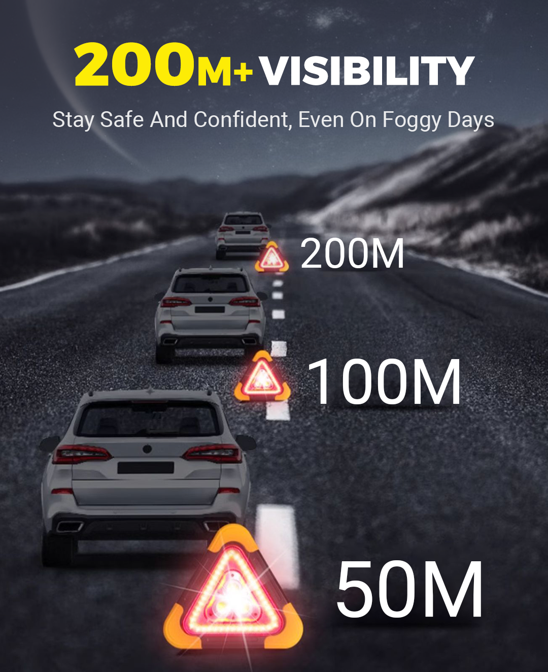 ⏰ LIMITED TIME 50% OFF! 🔥 2-IN-1 Solar Emergency Triangle Warning Light at the Roadside