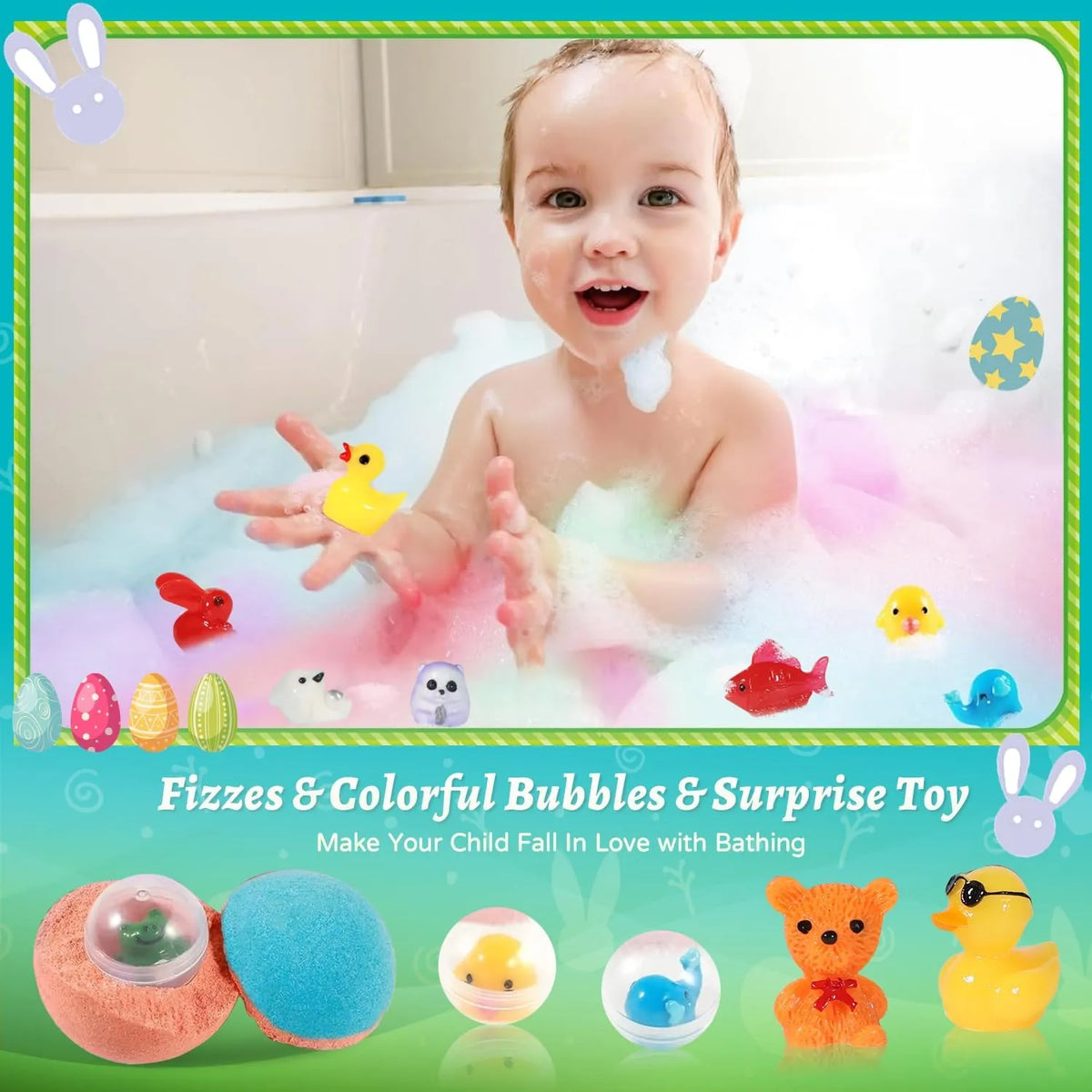 🛁 Natural Bath Bombs for Kids with Mega Bubbles & Surprise Inside 🥚✨ Same as in the video