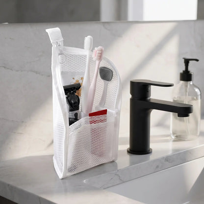 🎒Mesh Zipper Toiletry Storage Pouch - Multi-Pocket Travel Cosmetic Organizer Bag，22cm*13cm*13cm