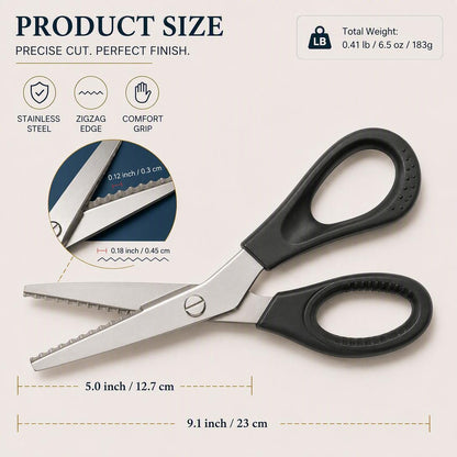 Dailyard™ Stainless Steel Pinking Shears – 9.1" Zig Zag Fabric Scissors for Sewing, Quilting, Dressmaking & DIY Crafts