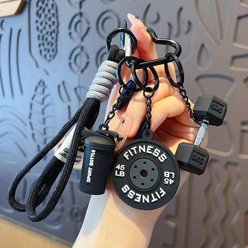🏋️‍♀️Fitness Keychain Set, MSilicone Dumbbell Kettlebell Weight Plate Keychains
