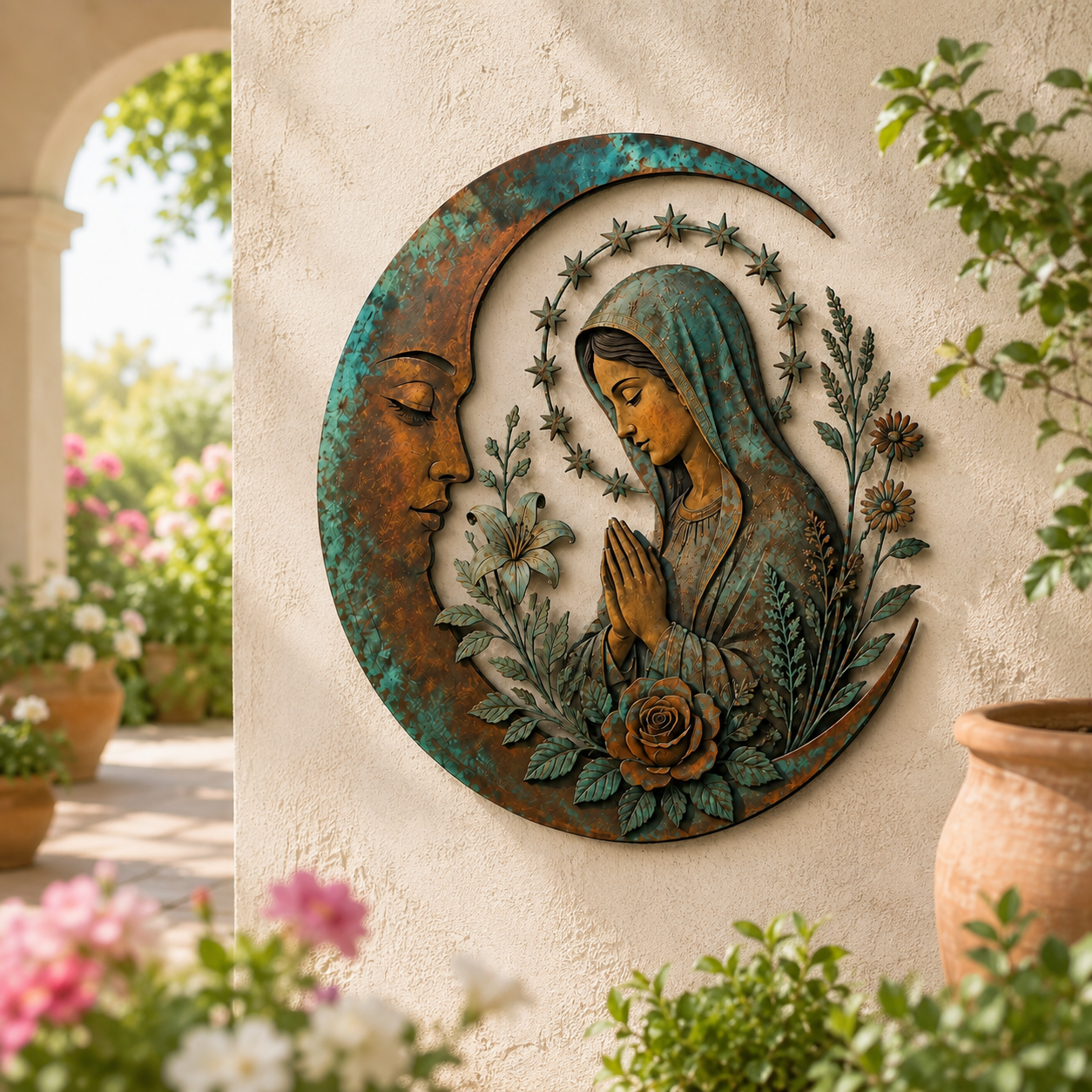 Moon Virgin Mary Garden Wall Decor