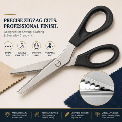 Dailyard™ Stainless Steel Pinking Shears – 9.1" Zig Zag Fabric Scissors for Sewing, Quilting, Dressmaking & DIY Crafts