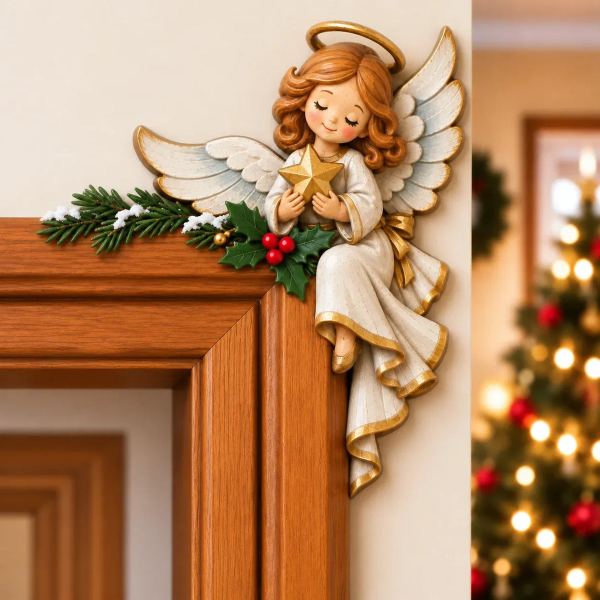 Christmas angel right-side doorway corner decoration
