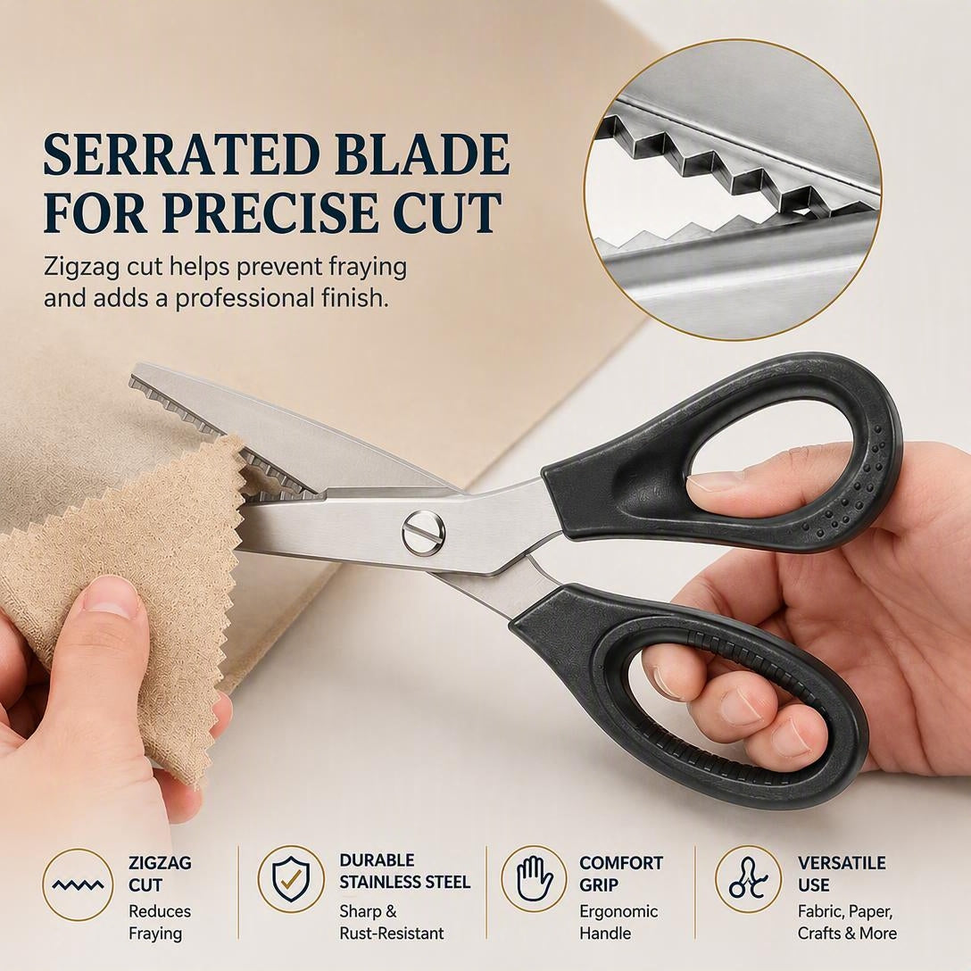 Dailyard™ Stainless Steel Pinking Shears – 9.1" Zig Zag Fabric Scissors for Sewing, Quilting, Dressmaking & DIY Crafts