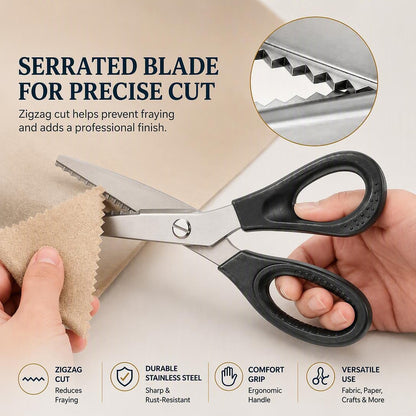 Dailyard™ Stainless Steel Pinking Shears – 9.1" Zig Zag Fabric Scissors for Sewing, Quilting, Dressmaking & DIY Crafts