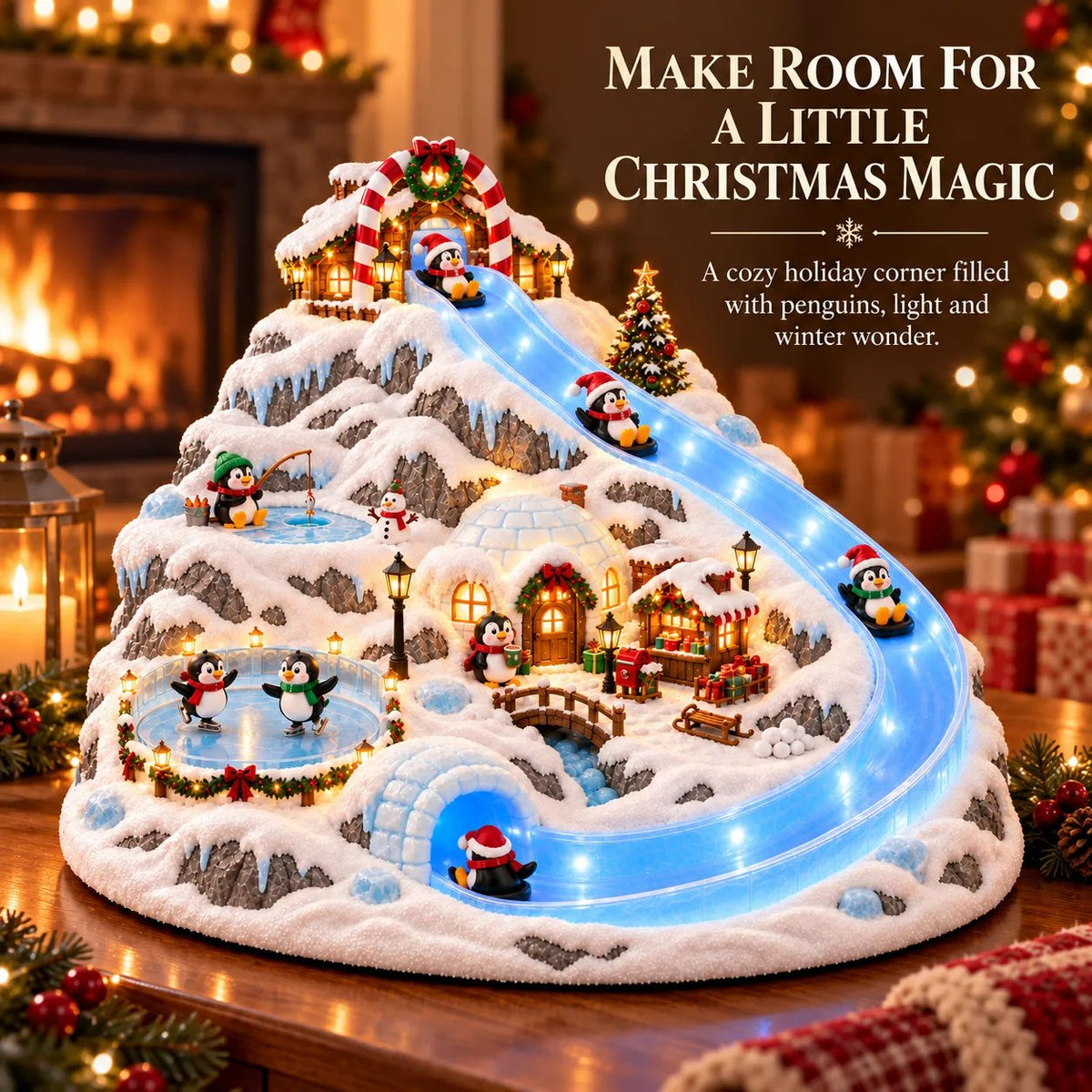 🐧❄️ Penguin Christmas Slide Village – Animated Penguins & Glowing Winter Wonderland 🎄✨