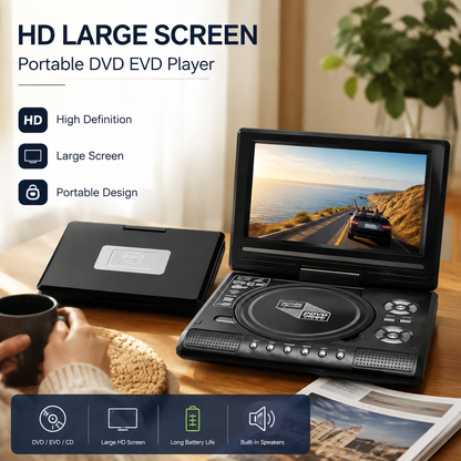 📺 7.8" HD Portable DVD/EVD Player – Large Screen, Rechargeable & Compatible with DVD/CD/USB/SD – Perfect for Home & Travel 🔥 50% OFF