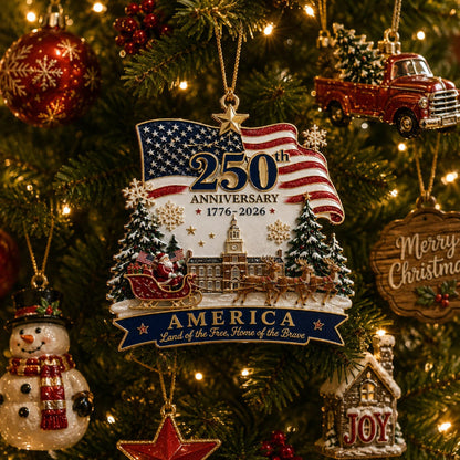 TYIIPLUS™ USA 250th Anniversary Christmas Ornament – 1776–2026 Patriotic Collectible Holiday Keepsake