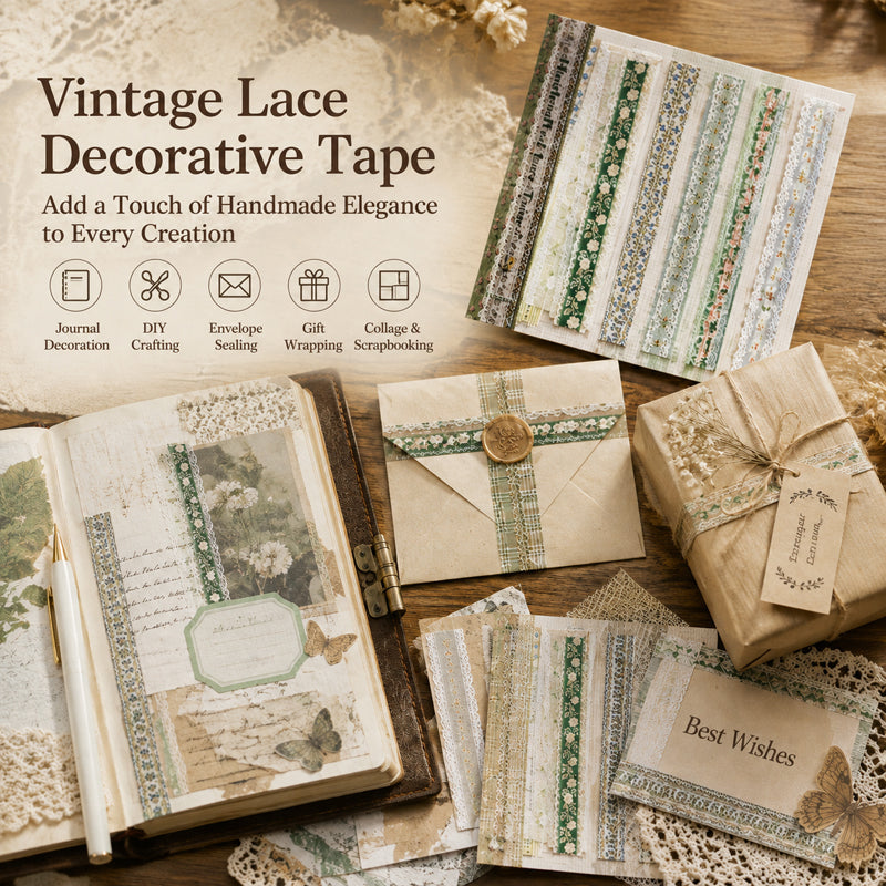 ✨✂️ Vintage Long-Strip Sticker Pack-Add a soft, timeless touch to your journals & gifts! 📓