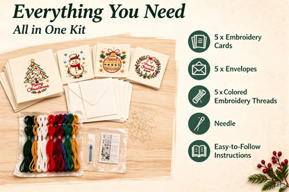 🌲 🪡 Christmas Hand Embroidery Card DIY Kit | Stitch Your Way Into the Christmas Spirit ✨ 🎁