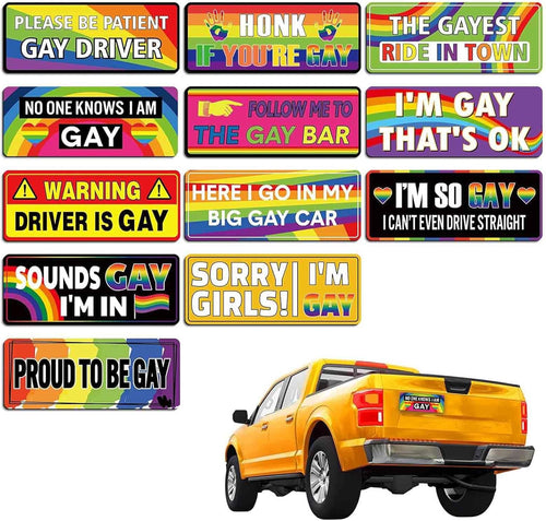 🚗12PCS Funny LGBT Rainbow Pride Prank Stickers