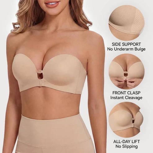 Women's Strapless Front Closure Push-Up Bra