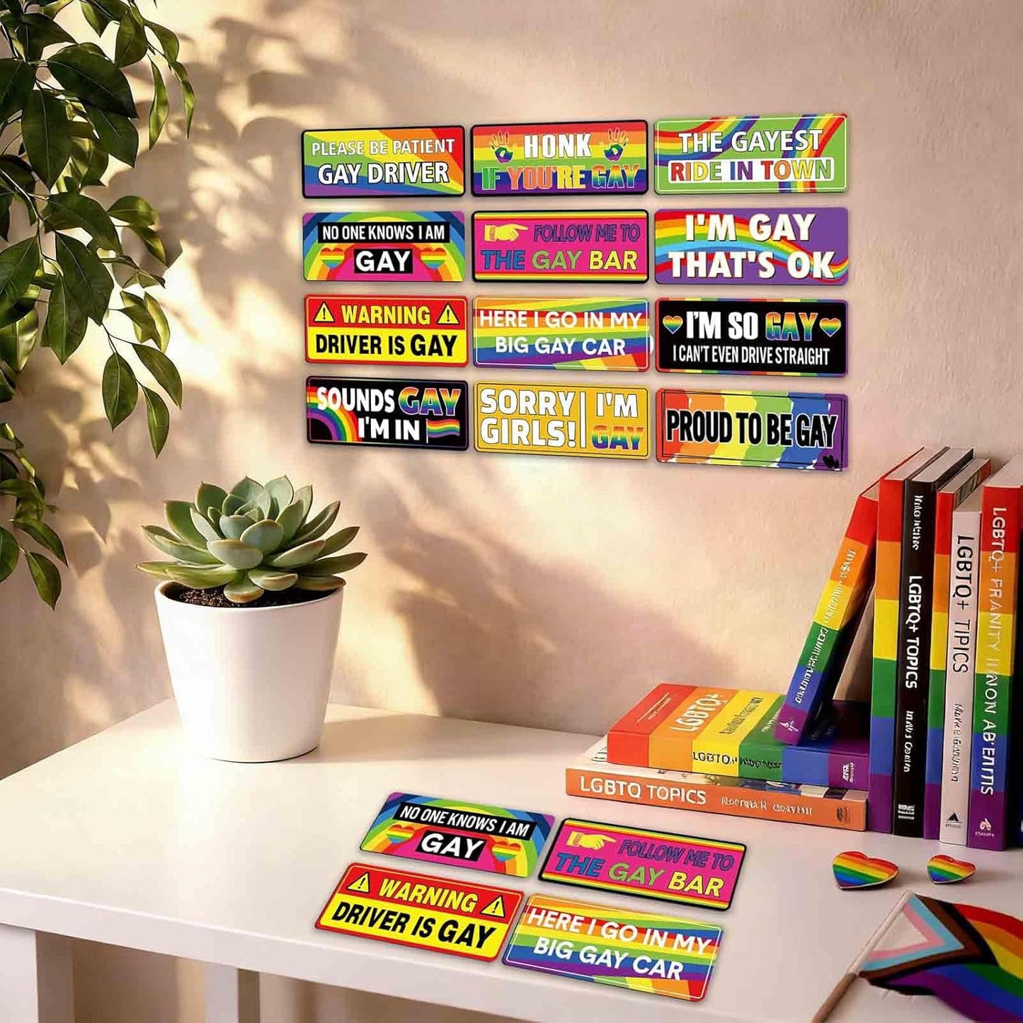 🚗12PCS Funny LGBT Rainbow Pride Prank Stickers