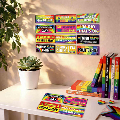 🚗12PCS Funny LGBT Rainbow Pride Prank Stickers