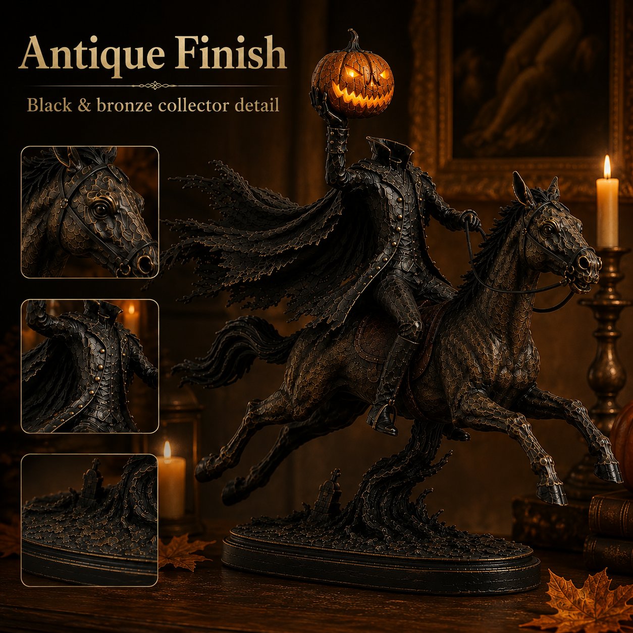 ⏰Last Day Buy 2 Save 10% - 🎃🏇Midnight Chase Headless Horseman Statue | Awaken the Legend of the Hollow(✨Same as the video)