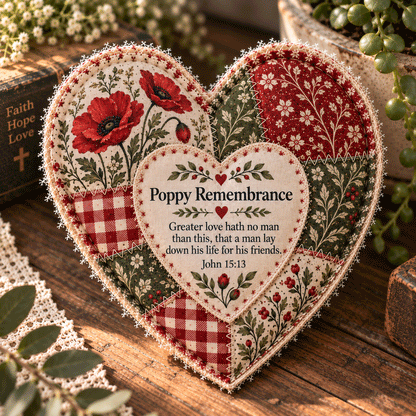 ❤️ Faith & Comfort Patchwork Heart Decor – Scripture-Inspired Keepsake