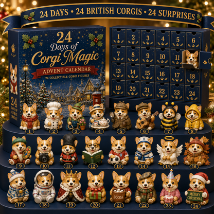 🎅2026 British Corgis Blind Box - 24‑Day Festive Countdown, Corgi Figurines Blind Box - Gift For Corgi Lovers
