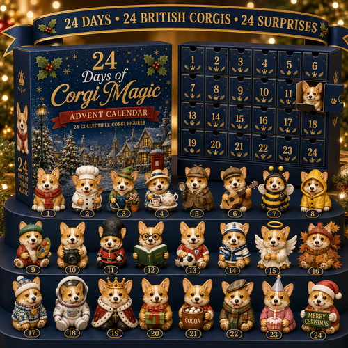 🎅2026 British Corgis Blind Box - 24‑Day Festive Countdown, Corgi Figurines Blind Box - Gift For Corgi Lovers