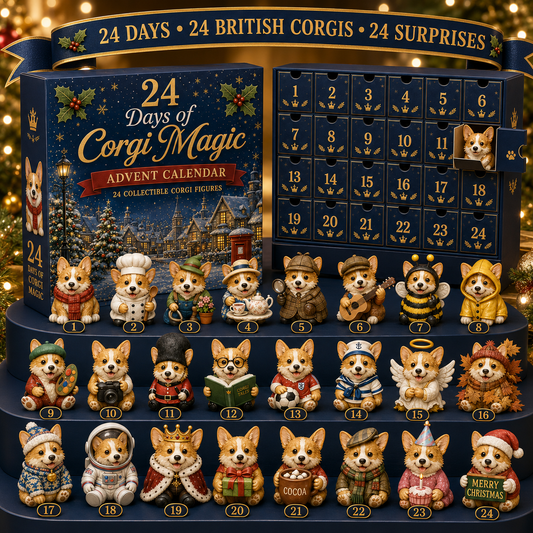 🎅2026 British Corgis Blind Box - 24‑Day Festive Countdown, Corgi Figurines Blind Box - Gift For Corgi Lovers