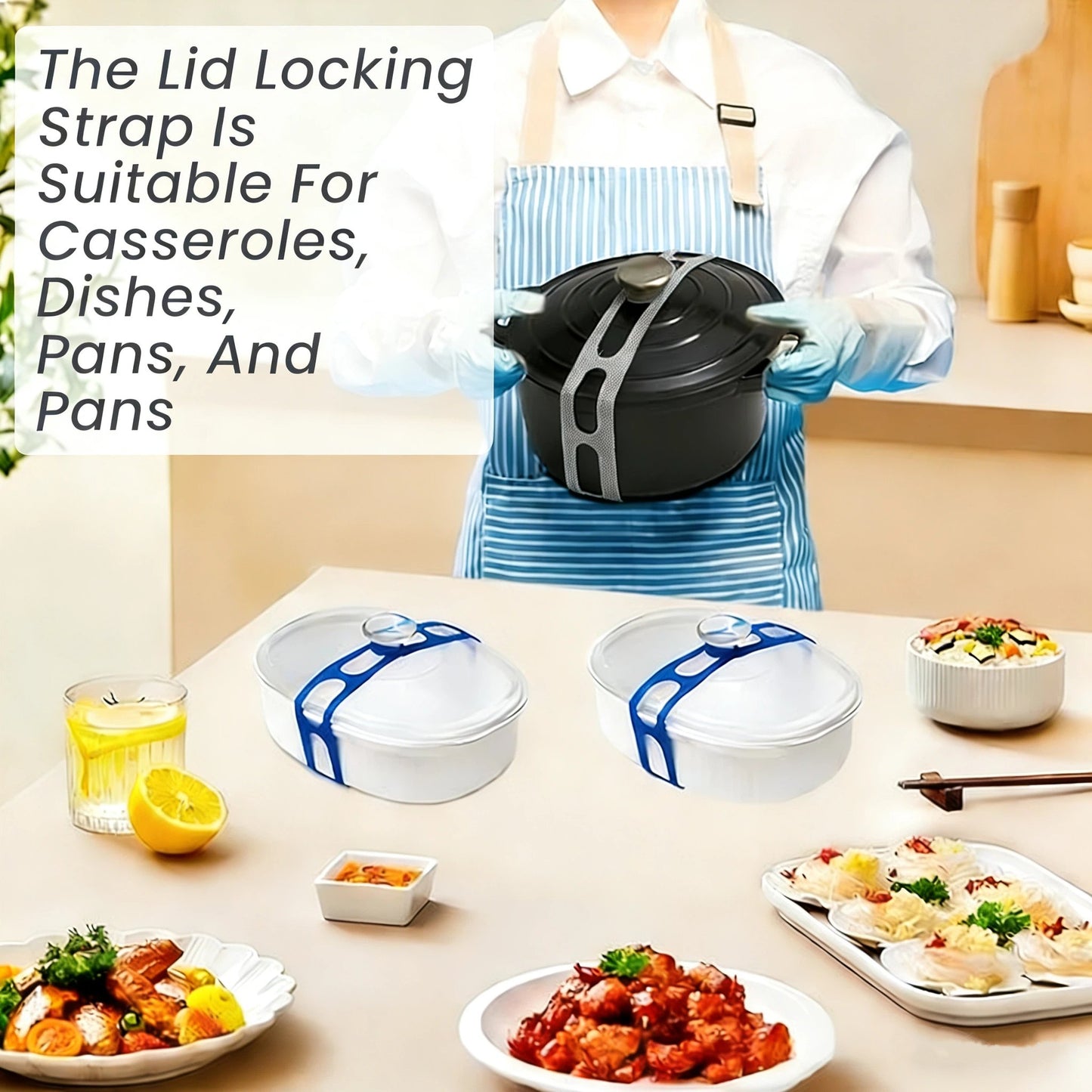Universal Silicone Lid Securing Straps (3-Pack)